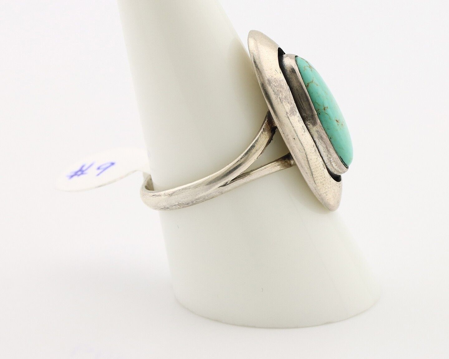 Navajo Ring 925 Silver Natural Blue Turquoise Artist Signed M Montoya C.80's