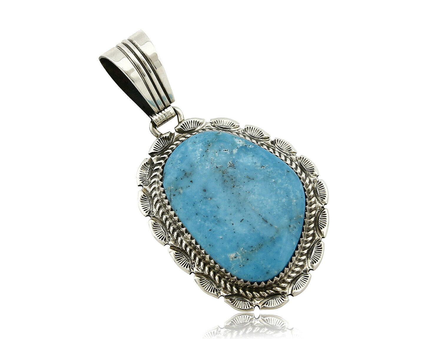 Navajo Pendant .925 Silver Kingman Turquoise Signed Artist LT Begay C.80's