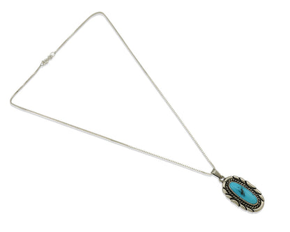 Navajo Necklace 925 Silver Sleeping Beauty Turquoise Signed M Montoya C.80's