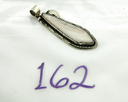 Navajo Pendant .925 Silver Real Natural Pink Mussel Signed Yazzie C.80's