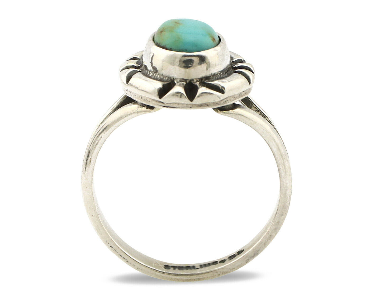 Navajo Ring .925 Silver Kingman Turquoise Artist Signed Gecko C.90's