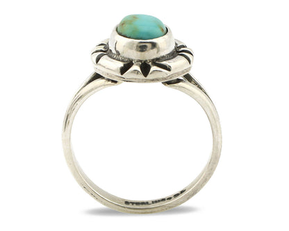 Navajo Ring .925 Silver Kingman Turquoise Artist Signed Gecko C.90's