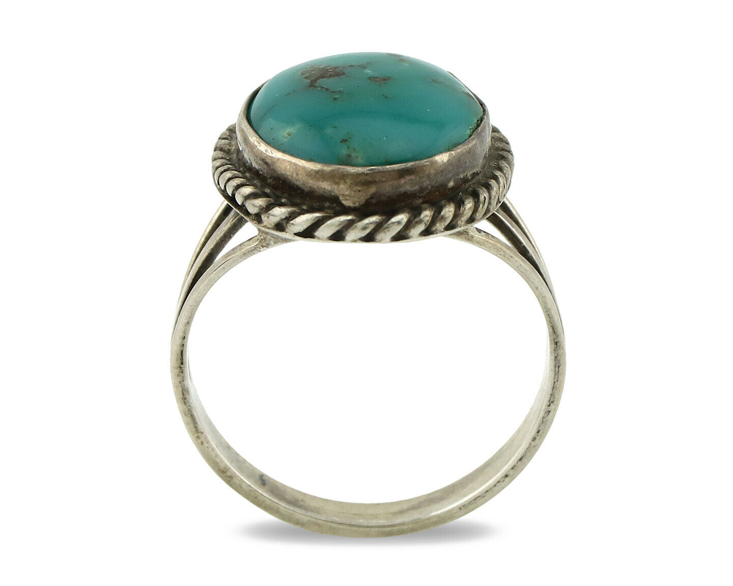 Navajo Ring .925 Silver Blue Turquoise Native American Artist C.1980's
