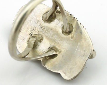 Navajo Ring 925 Silver Natural Mined Onyx Artist Signed T Thomas C.80's