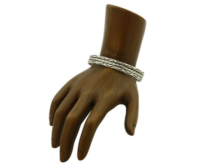 Navajo Bracelet .925 Silver Handmade Hand Stamped Signed Artist C Montoya C.80s