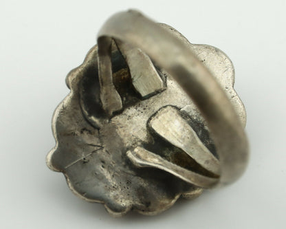Navajo Ring .925 Silver Natural Turquoise Native American Artist C.80's