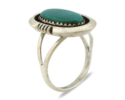 Navajo Ring .925 Silver Kingman Turquoise Native American Artist C.1980's