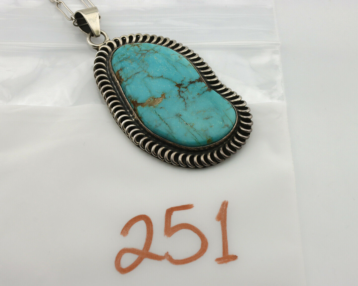Navajo Pendant .925 Silver Blue Gem Turquoise Artist Signed Kachina C.80's
