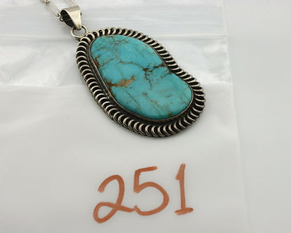 Navajo Pendant .925 Silver Blue Gem Turquoise Artist Signed Kachina C.80's
