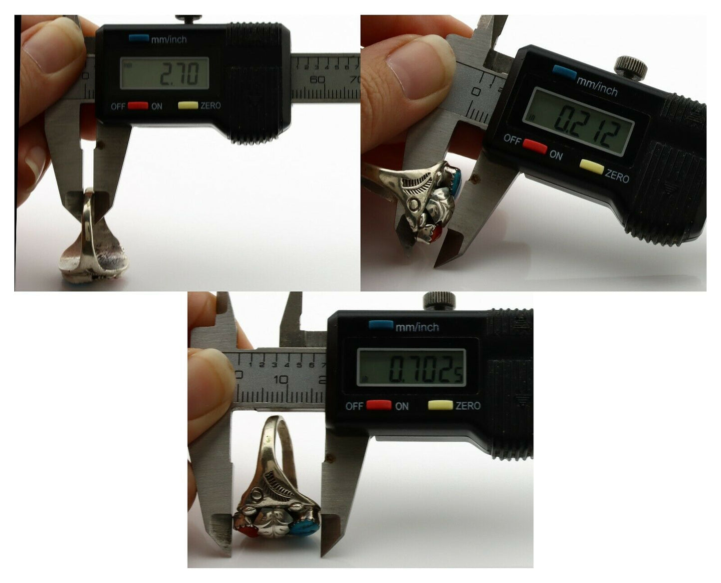 Navajo Ring .925 Silver Sleeping Beauty Turquoise Native Artist C.1980's