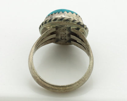 Navajo Ring .925 Silver Natural Blue Turquoise Native American Artist C.1980's