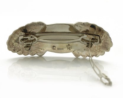 Navajo Hair Clip Barrette .925 Silver Hand Stamped Artist Signed C Montoya C80s