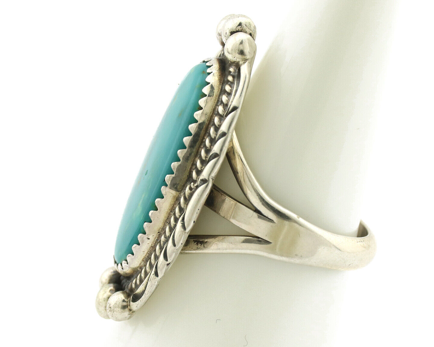Navajo Ring 925 Silver Natural Blue Turquoise Signed M Begay C.80's