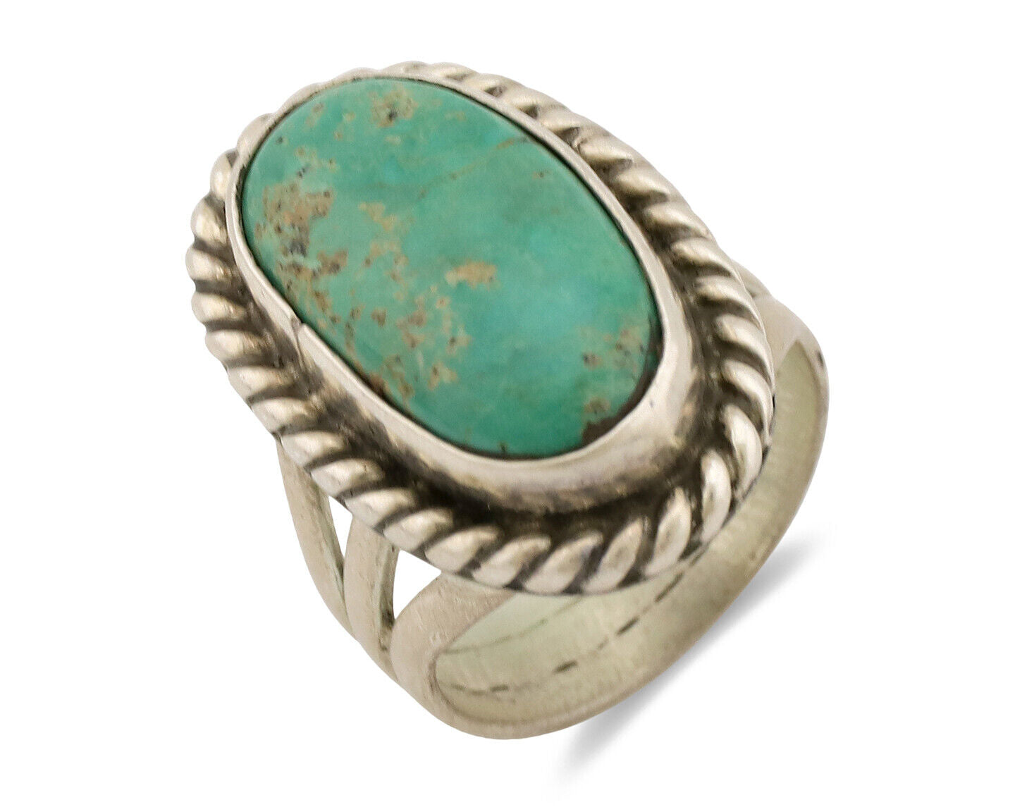 Navajo Ring .925 Silver Natural Kingman Turquoise Native American Artist C.1980s