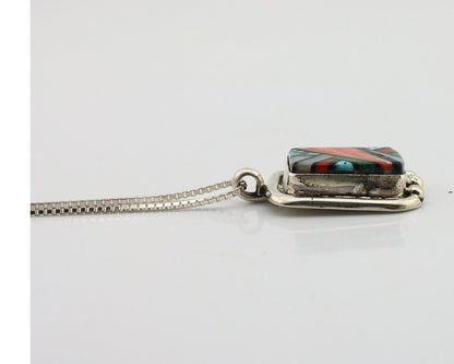 Navajo Pendant 925 Silver Natural Gemstone Artist Signed Doug Zachary C.80's