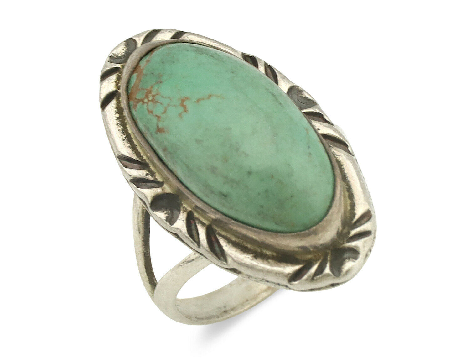 Navajo Ring .925 Silver Natural Turquoise Artist Signed Native American C.80's