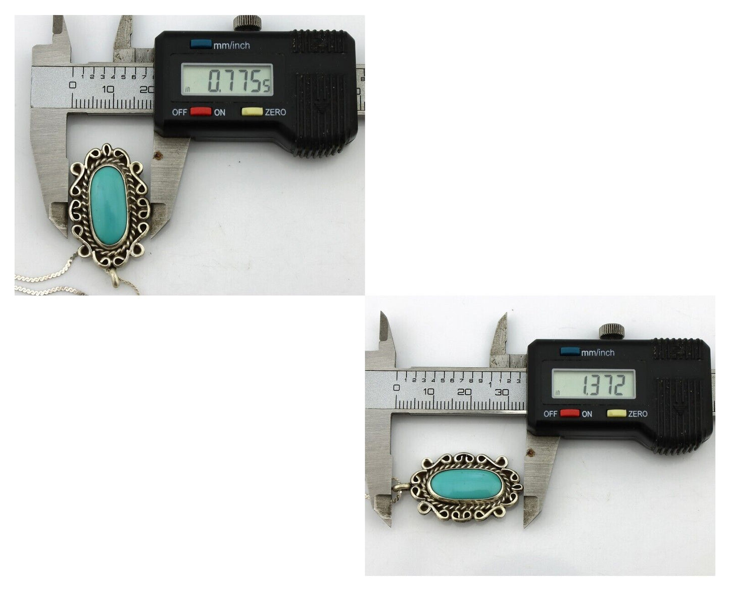 Navajo Handmade Cross Necklace 925 Silver Blue Turquoise Signed W C.80's