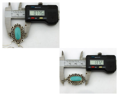 Navajo Handmade Cross Necklace 925 Silver Blue Turquoise Signed W C.80's