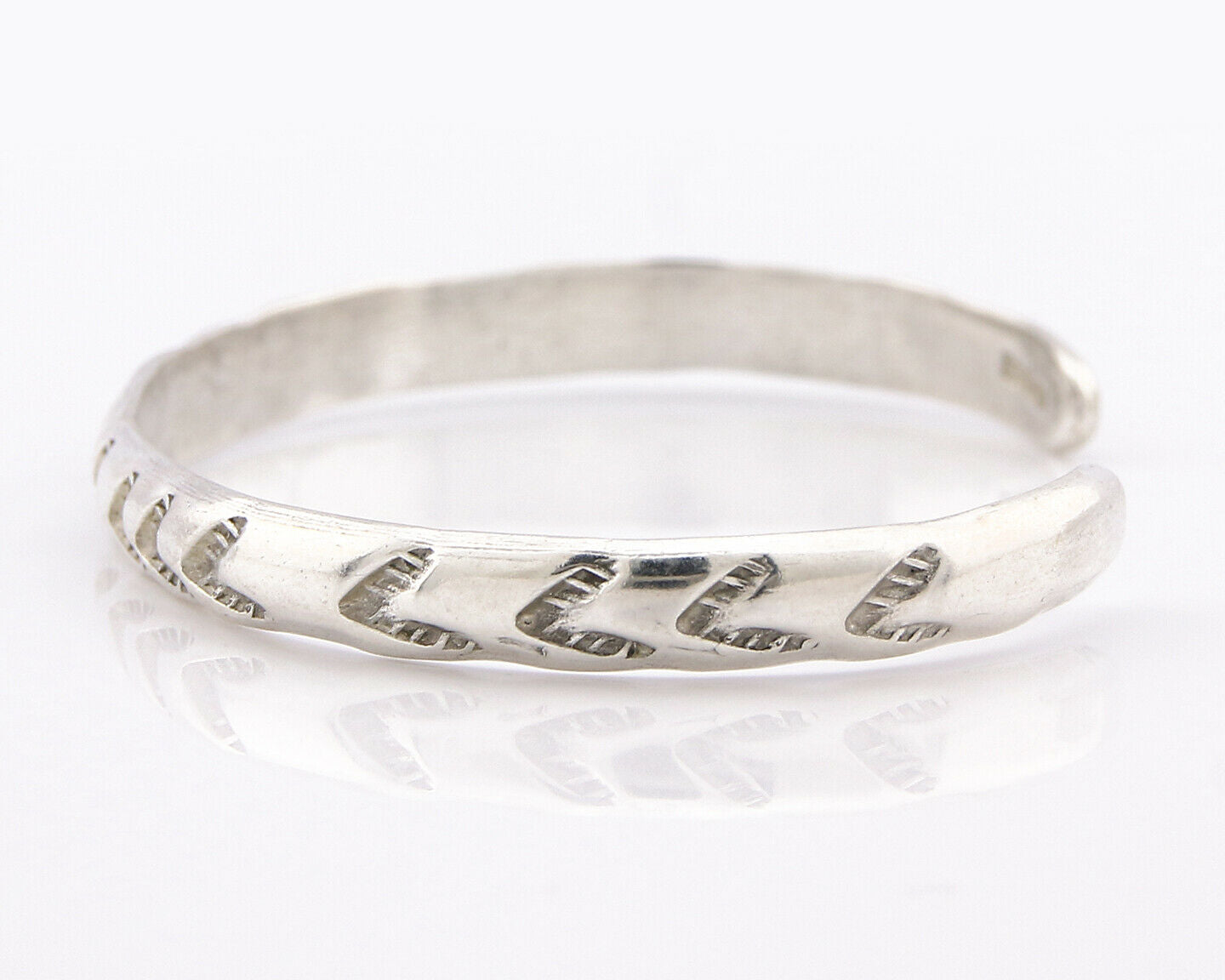 Navajo Bracelet .925 Silver Hand Stamped Arrow Head Artist V Montoya C.80's