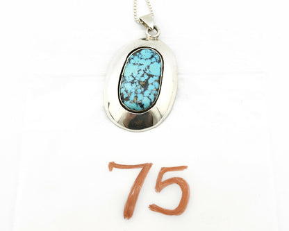 Navajo Necklace .925 Silver Morenci Turquoise Artist Signed C Montoya C.80's