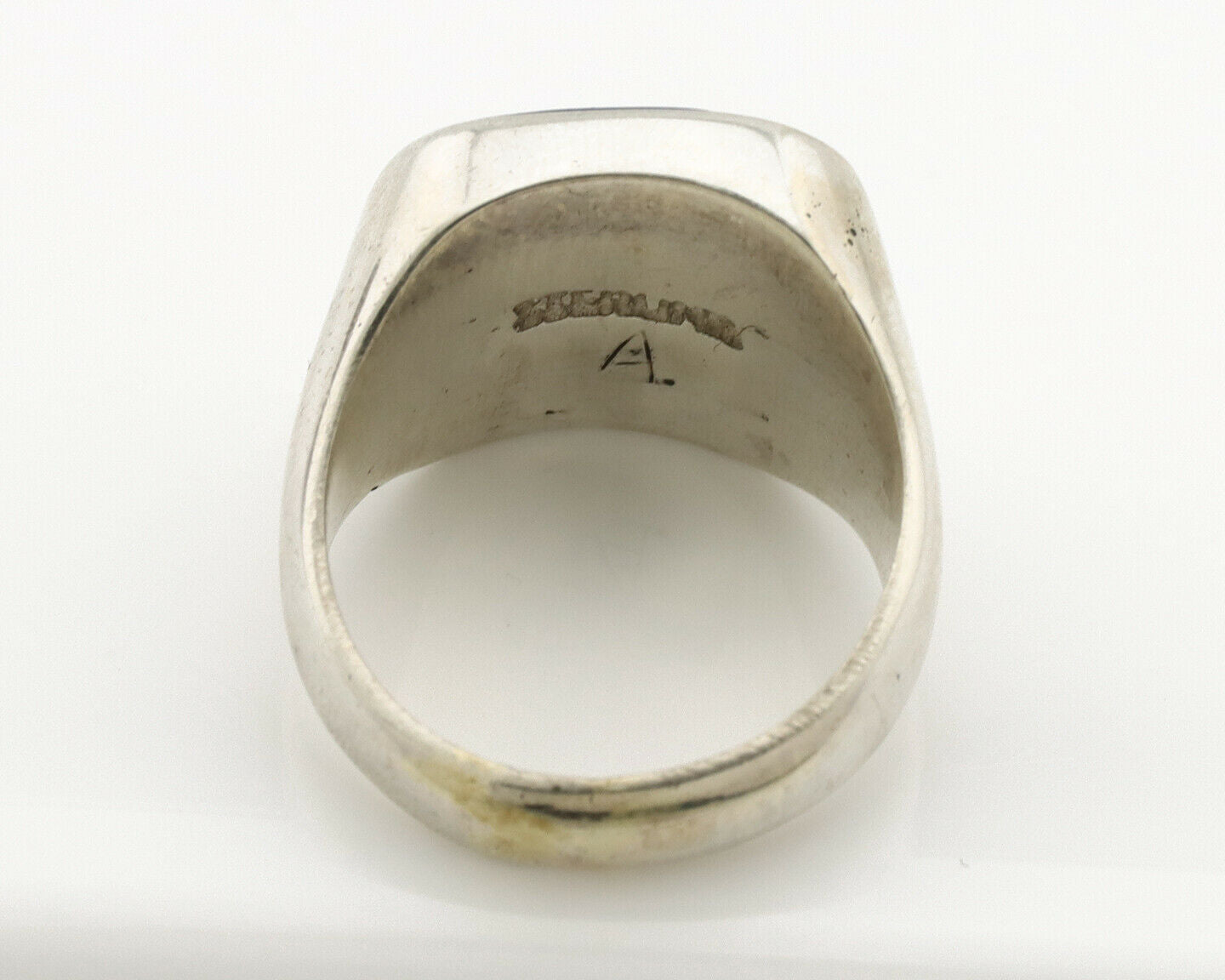 Navajo Inlaid Ring .925 Silver Gemstone Artist Native American C.1980's