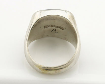 Navajo Inlaid Ring .925 Silver Gemstone Artist Native American C.1980's