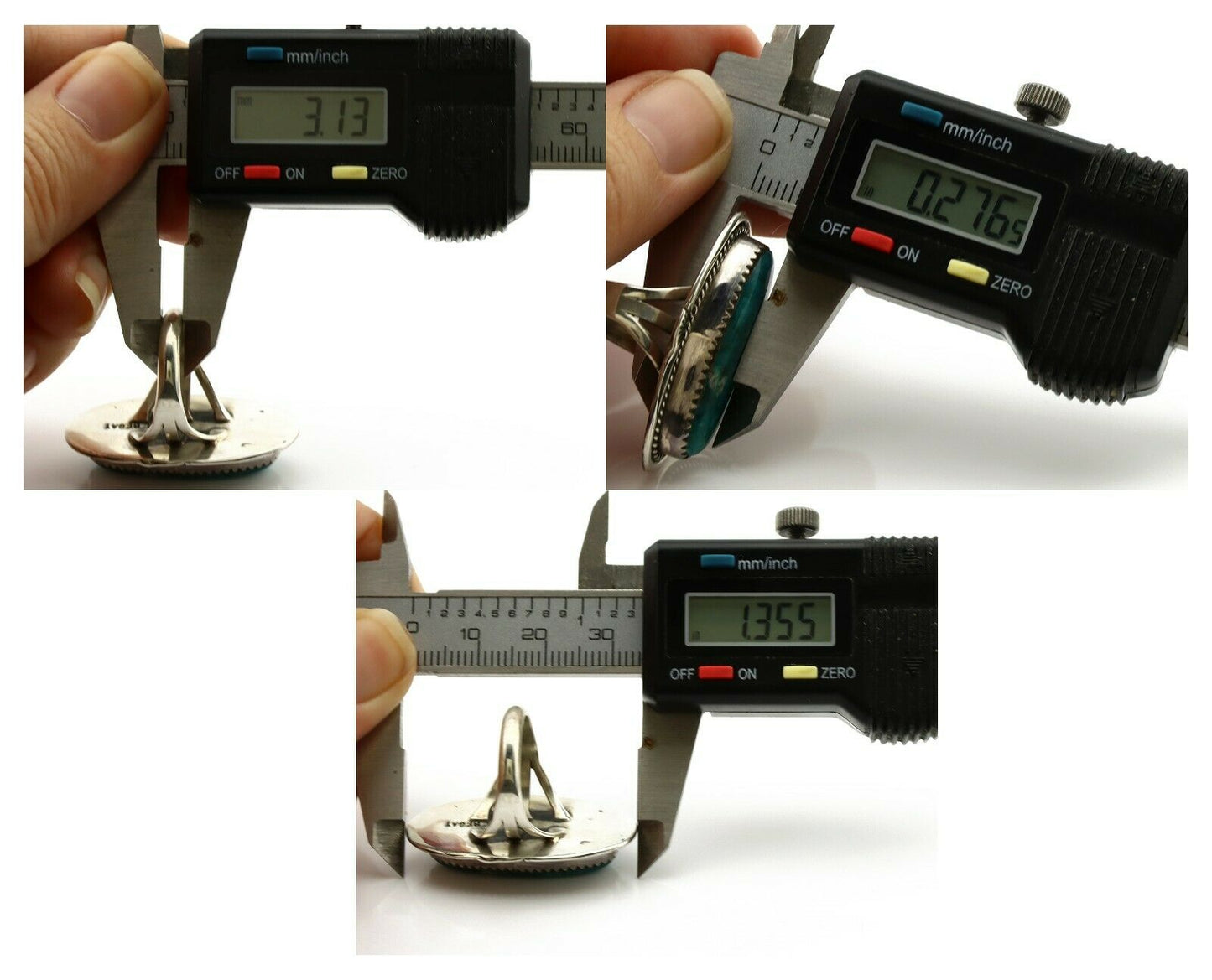 Navajo Ring .925 Silver Blue Gem Turquoise Artist Signed M Begay C.1980's