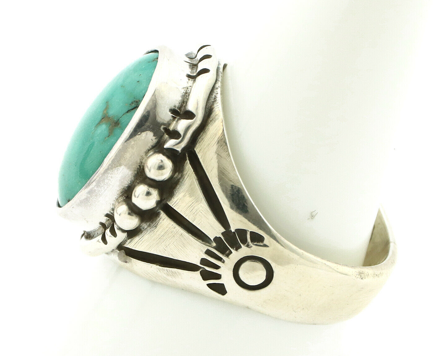 Navajo Ring .925 Silver Blue Green Southwest Turquoise Native Artist C.80's