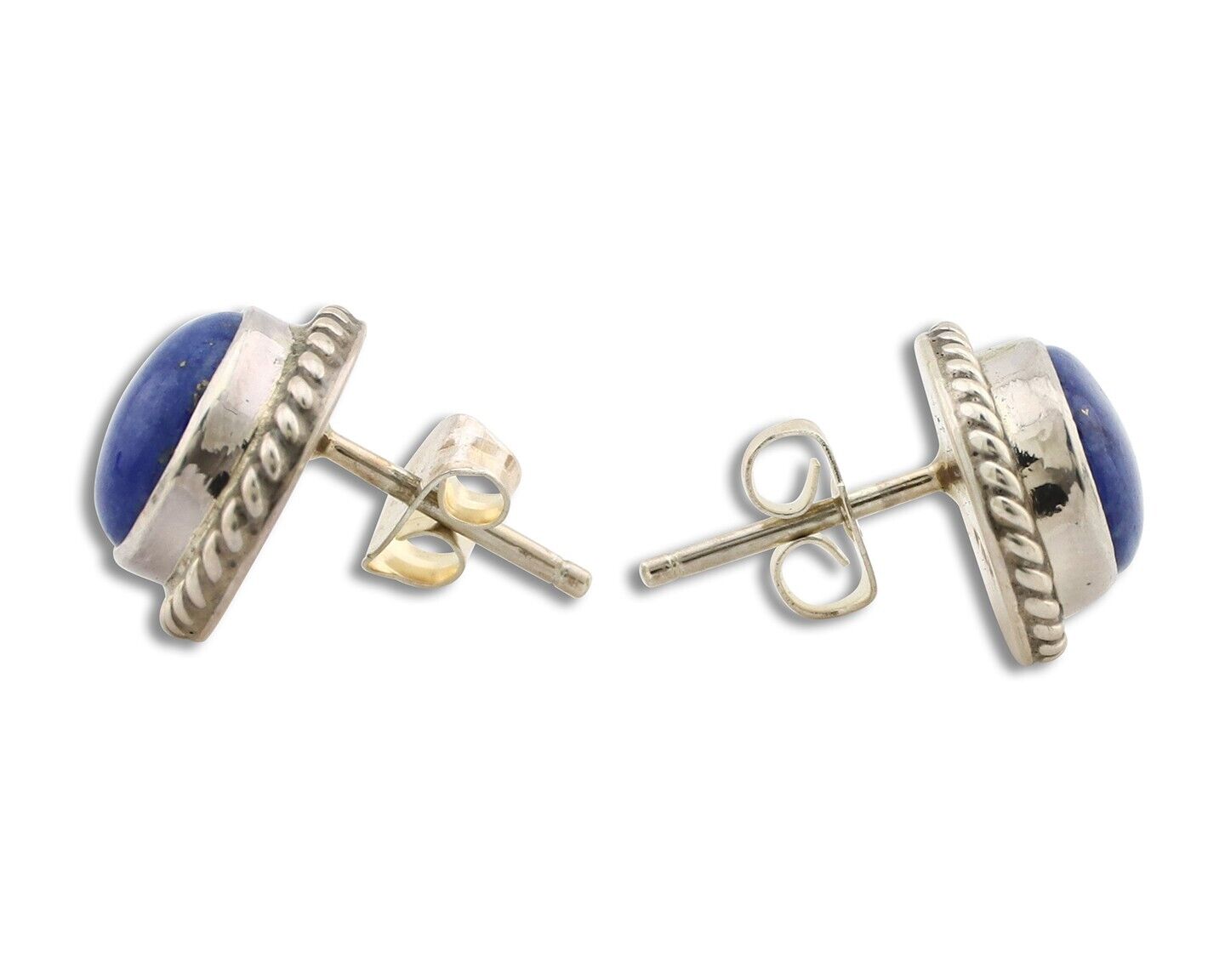 Navajo Earrings 925 Silver Natural Mined Lapis Native American Artist C80s