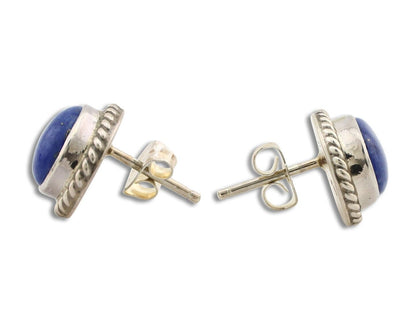Navajo Earrings 925 Silver Natural Mined Lapis Native American Artist C80s
