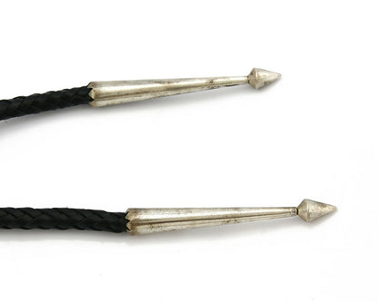 Navajo Turquoise Bolo Tie .925 Silver Spiderweb Turquoise Artist Signed J Billie