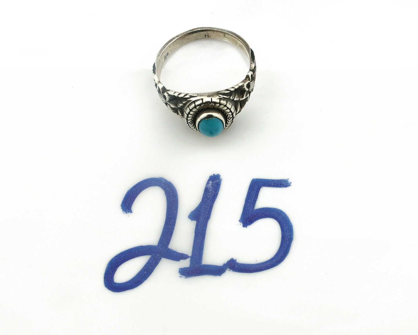 Navajo Ring .925 Silver Natural Blue Turquoise Native American Artist C.80's