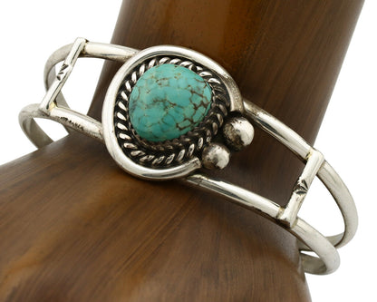 Navajo Bracelet .925 Silver Blue Spiderweb Turquoise Signed C Montoya 80's