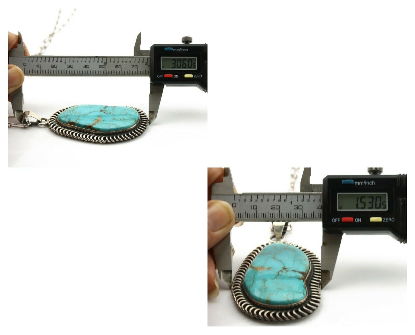 Navajo Pendant .925 Silver Blue Gem Turquoise Artist Signed Kachina C.80's
