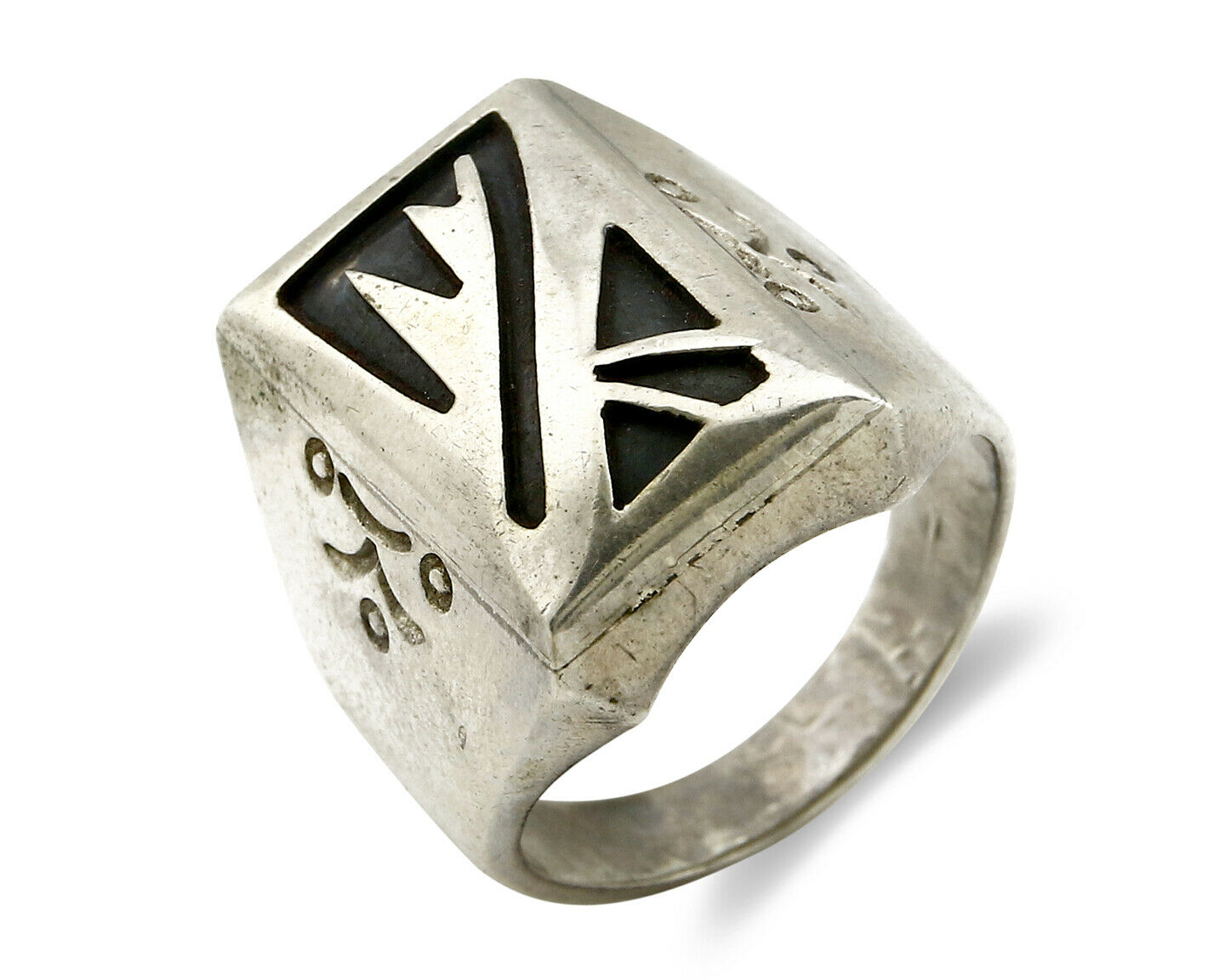 Navajo Overlay Ring .925 Handmade Native American C.80's