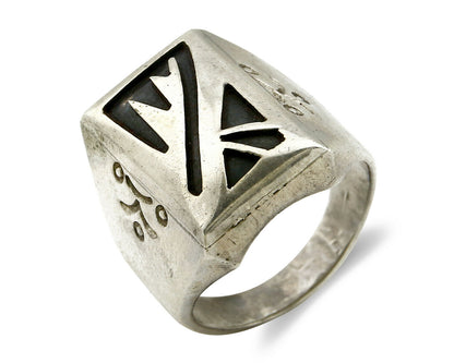 Navajo Overlay Ring .925 Handmade Native American C.80's