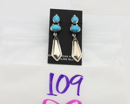 Navajo Earrings 925 Silver Natural Blue Turquoise Native American Earrings C80's