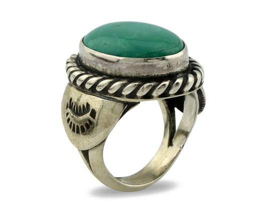 Navajo Ring .925 Silver Blue Green Southwest Turquoise Native Artist C.80's