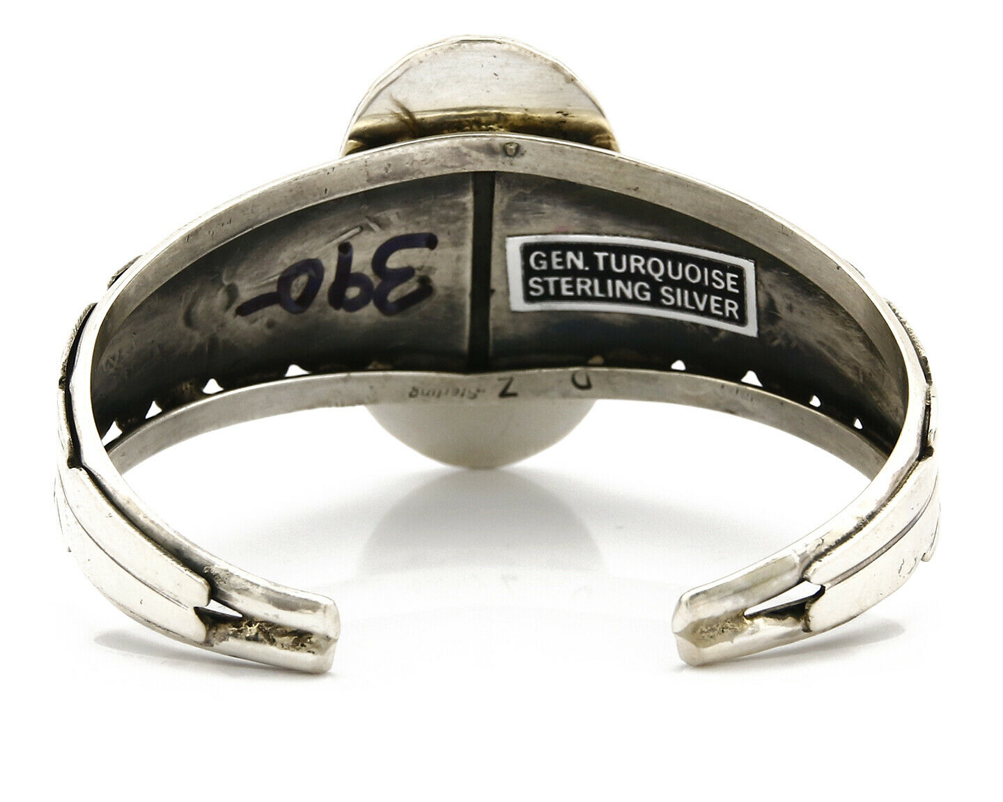 Navajo Bracelet .925 Silver Handmade Overlay Pattern Cuff Signed D2 C.80's