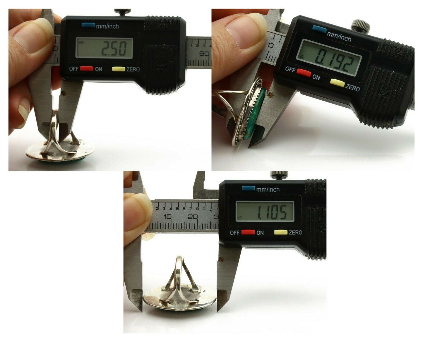 Navajo Ring .925 Silver Kingman Turquoise Native American Artist C.1980's