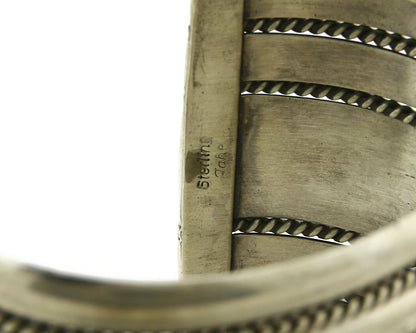 Navajo Bracelet .925 Silver SOLID Handmade Signed Artist Tom Hawk Circa 1980's