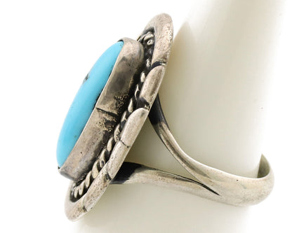Navajo Ring .925 Silver Sleeping Beauty Turquoise Artist Signed M Montoya C.80's