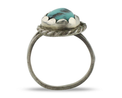 Navajo Handmade Ring .925 Silver Kingman Turquoise Native Artist C.80's