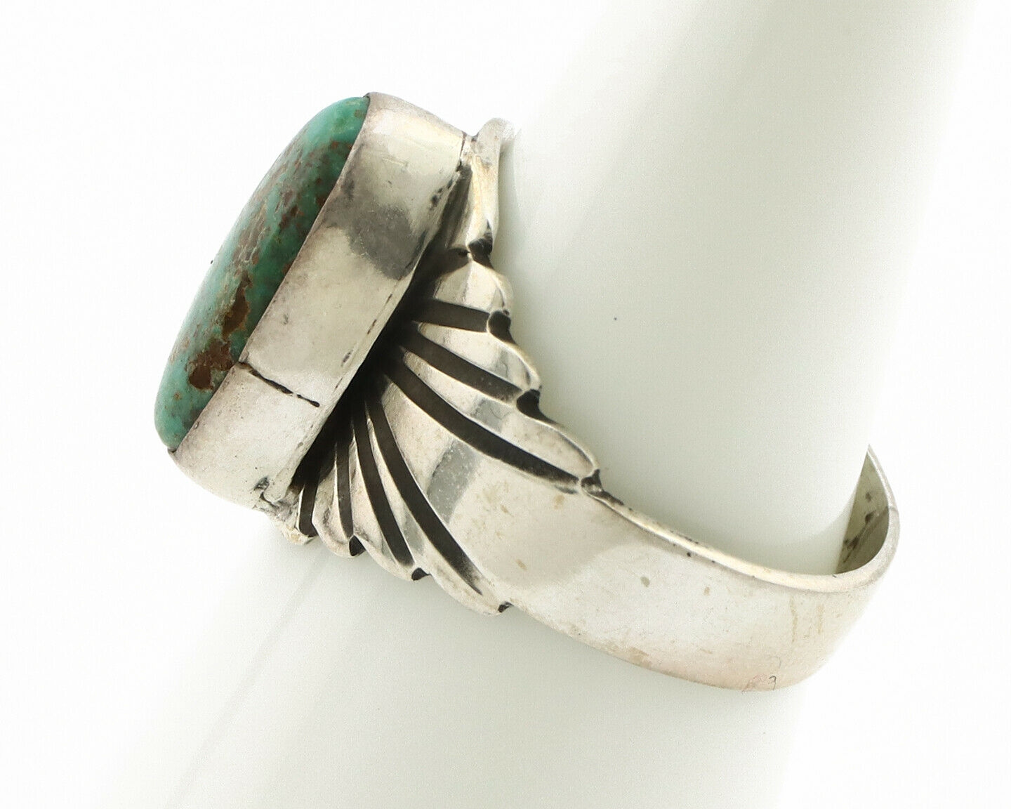 Navajo Ring .925 Silver Blue Green Arizona Turquoise Artist Signed Apache C.80's