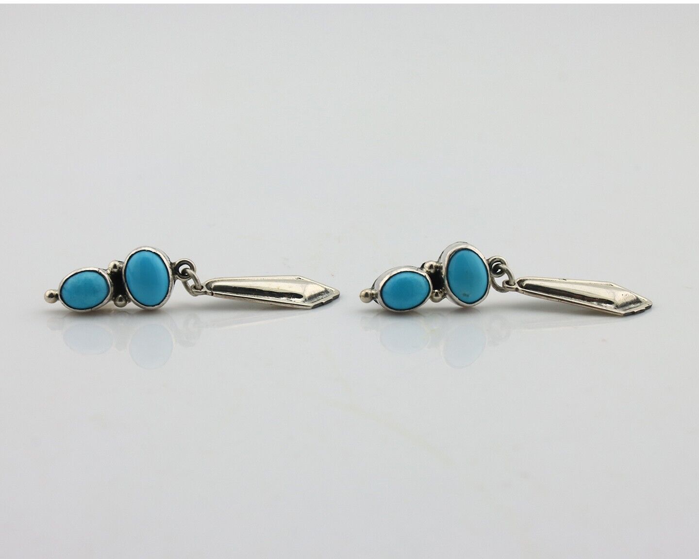 Navajo Earrings 925 Silver Natural Blue Turquoise Native American Earrings C80's