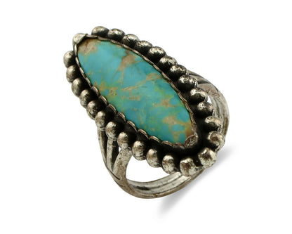 Navajo Ring .925 Silver Southwest Turquoise Signed Artist Sunbell C.80's