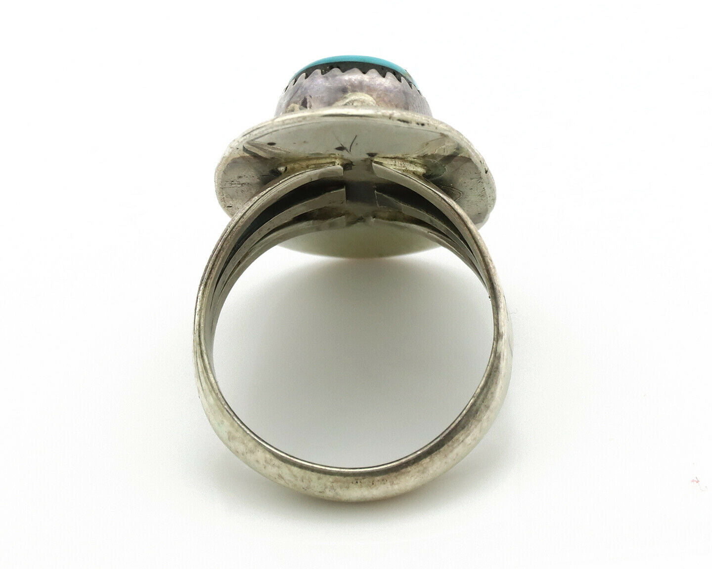 Navajo Ring .925 Silver Blue Native American Artist C.1980's