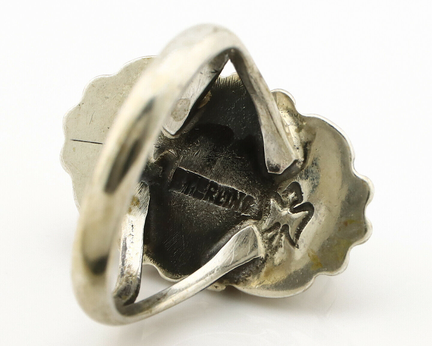 Navajo Ring .925 Silver Green Turquoise Artist Signed M Montoya C.80's