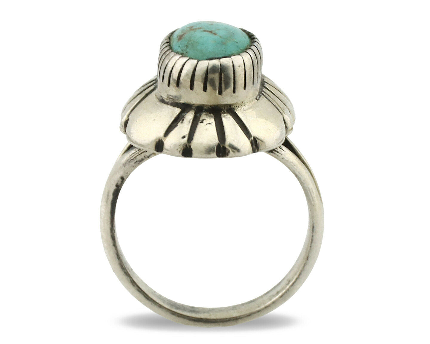 Navajo Ring .925 Silver Natural Mined Turquoise Artist Signed M Montoya C.80's