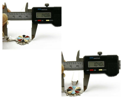 Women's Zuni Pendant .925 Silver Gemstone Signed AN Necklace